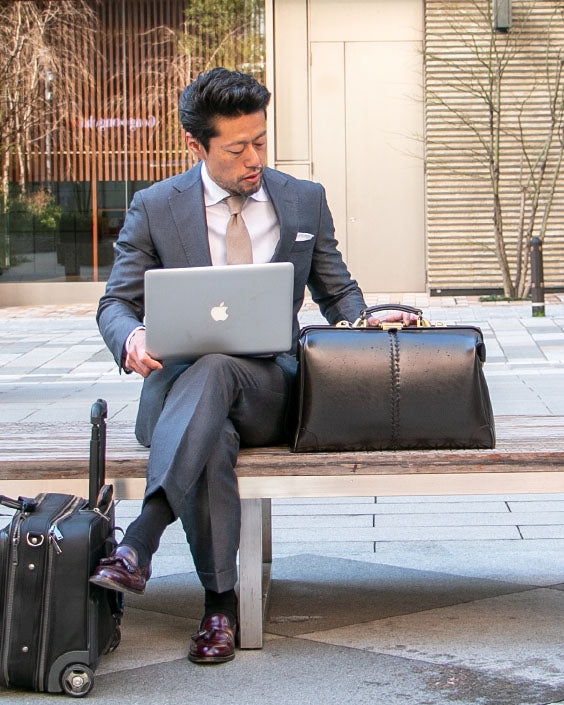 【淡竹ロングバンブーハンドルSET】ダレスバッグ 横型 Lサイズ Y2【LIGHT】