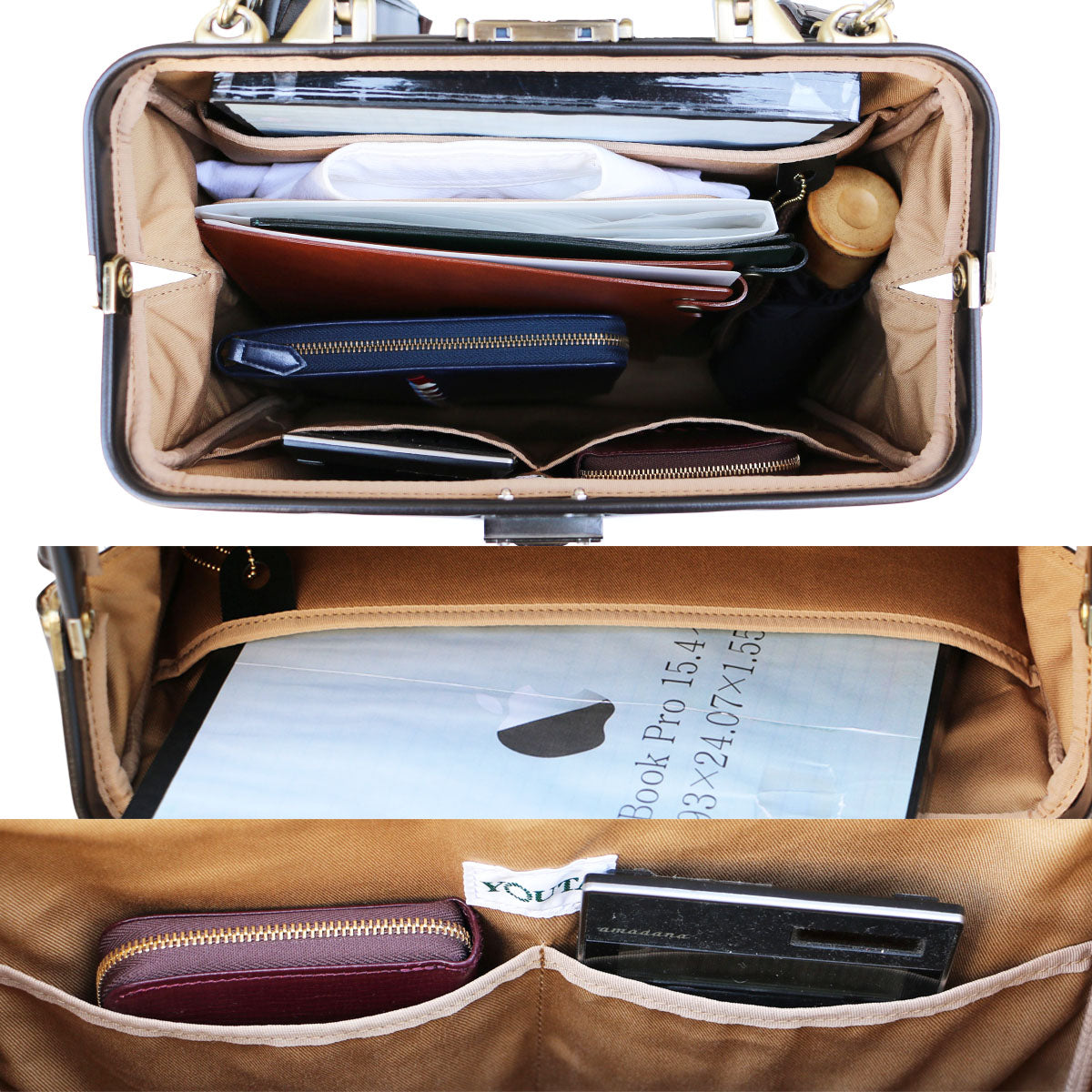 ◆【ウォルナット木手SET】ダレスバッグ 縦型Lサイズ Y3【LIGHT】チョコ