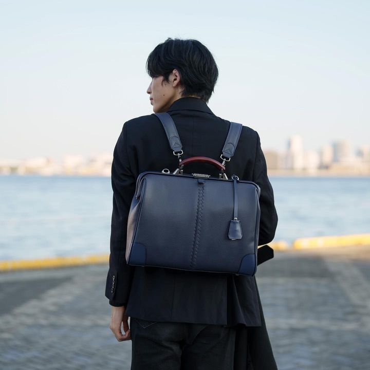 ◆豊岡鞄認定  ダレスバッグ 豊岡鞄 本革付属 Lサイズ YK2【LIZARD】ネイビー
