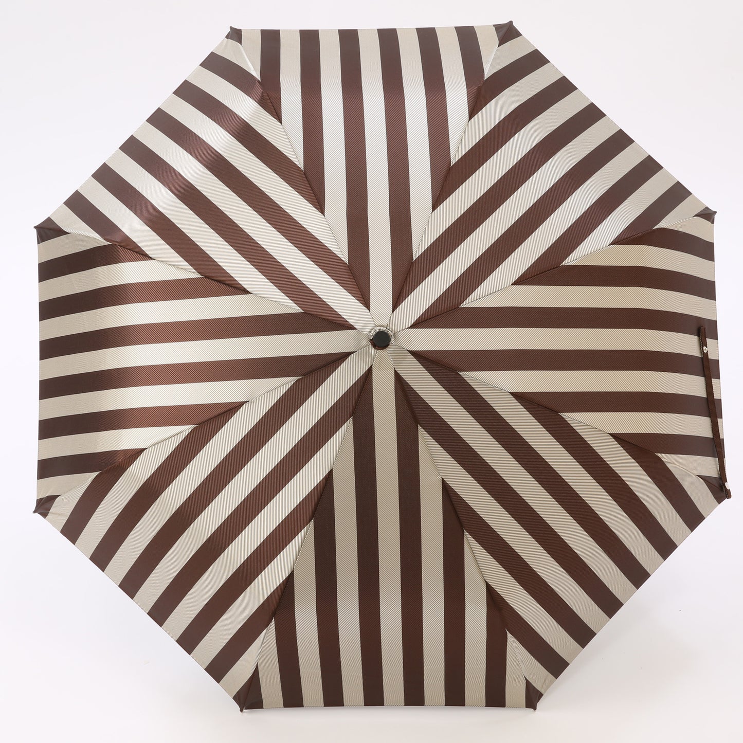 【当店限定品】Ramuda　漆塗り 折り畳み傘 ワイドストライプ  耐風骨 折りたたみ傘  58cm 漆寒竹大曲 ラムダ 甲州織  HM2005-BROWN