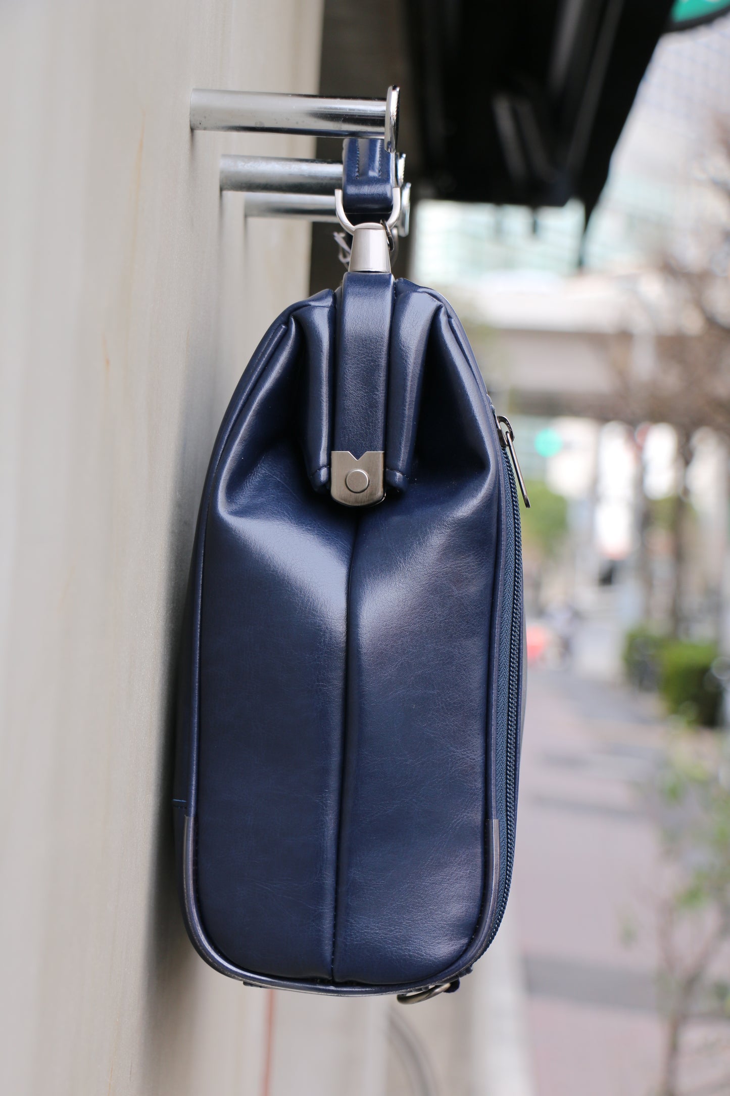 ◆Mini Dulles Bag XS Size Lacquered Wooden Handle SET Y60 [LIGHT] Navy