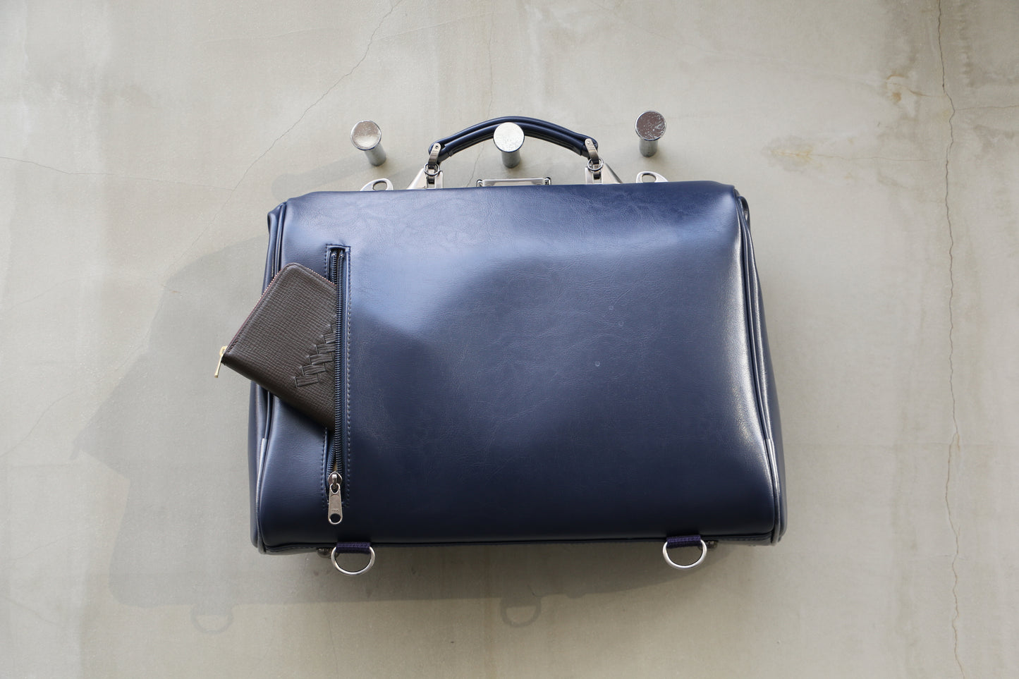 ◆【Lacquer-painted KIJIRO Long SET】Dulles bag, horizontal, M size, Y7【LIGHT】Navy