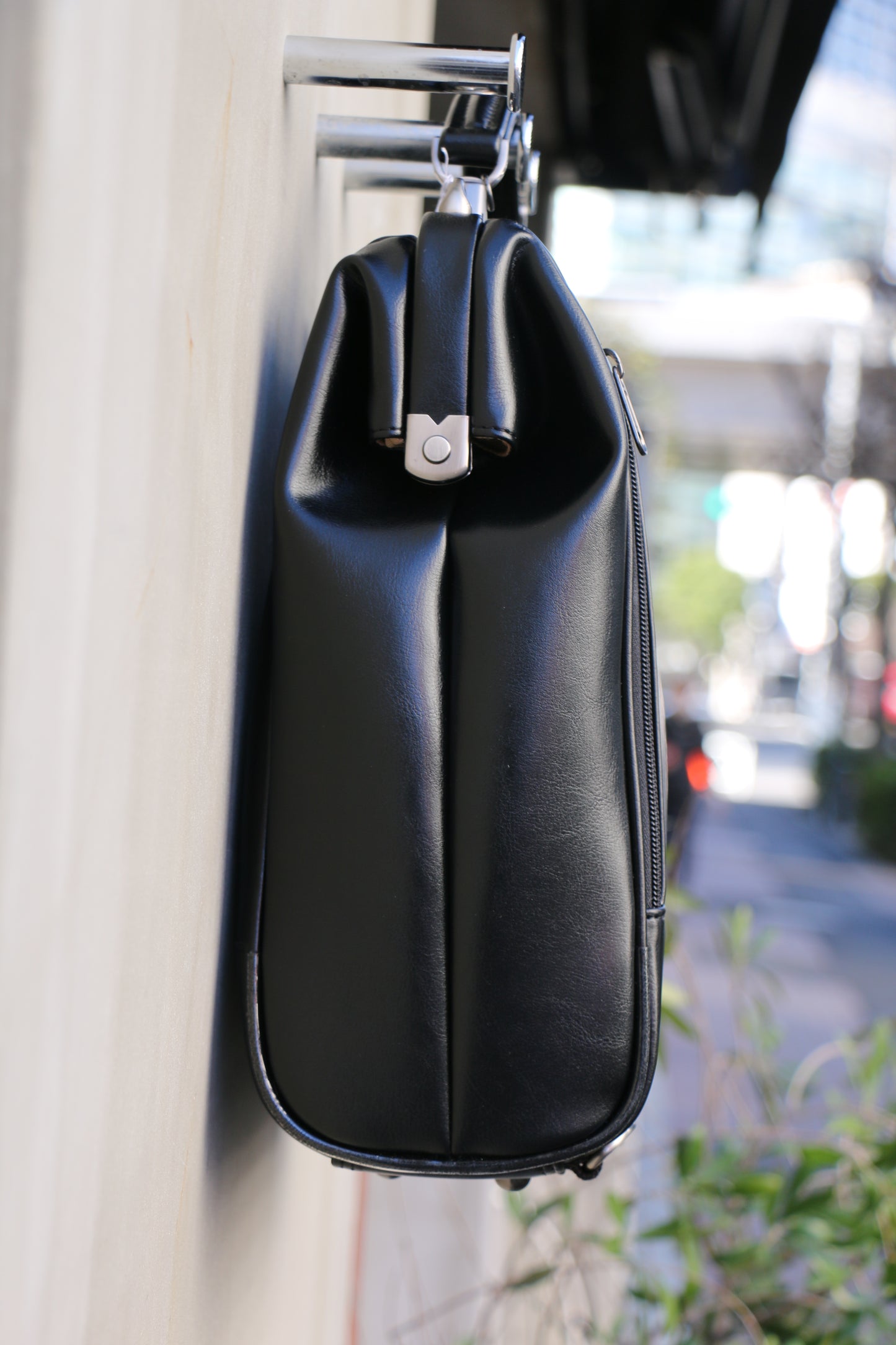 ◆Dulles Bag S size lacquered wooden handle SET Y9 [LIGHT] Black