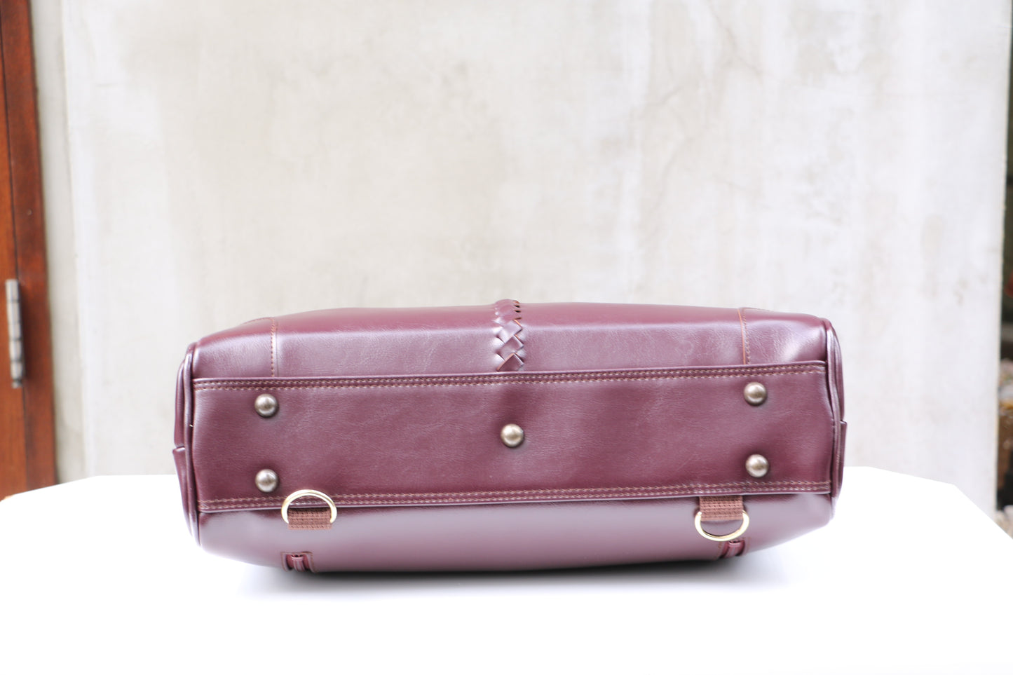 ◆【Lacquer-painted KIJIRO Long SET】Dulles bag, horizontal, M size, Y7【LIGHT】Burgundy