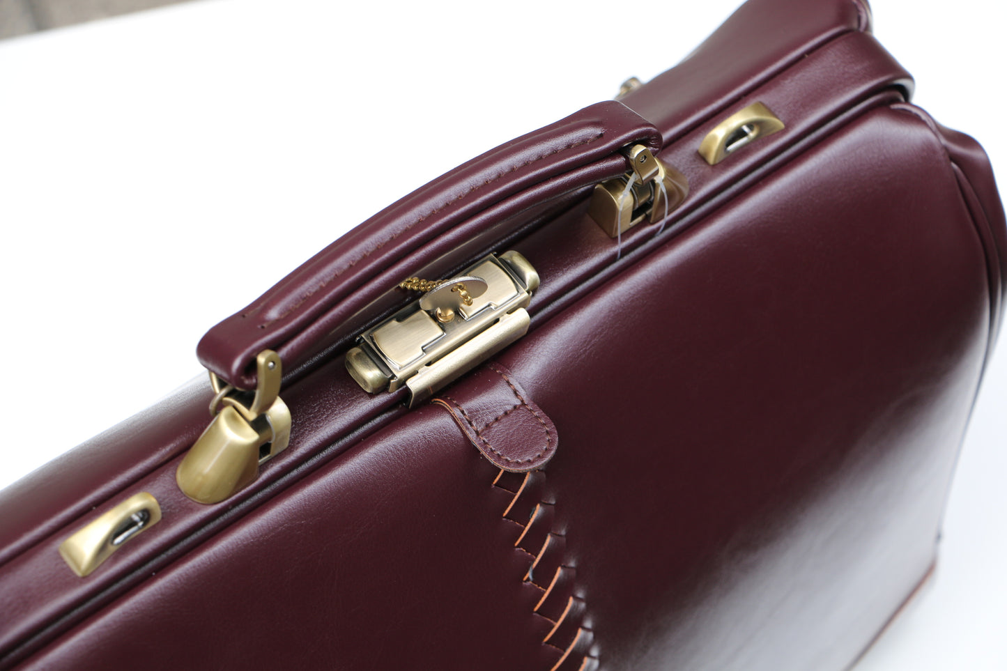 ◆Dulles Bag M size lacquered wooden handle SET Y7 [LIGHT] Burgundy