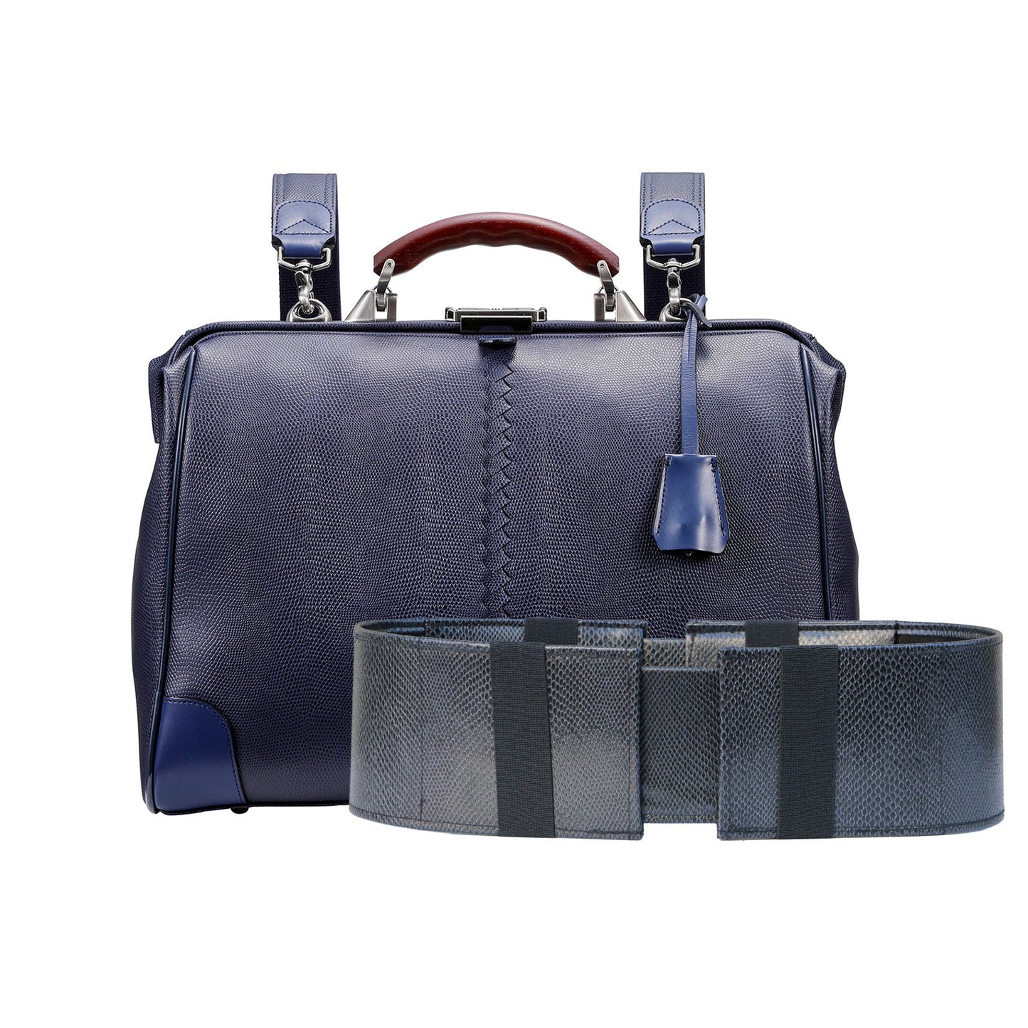 ◆Toyooka Bags Certified [Lizard Bag Bones Set] Dulles Bag Toyooka Bags M Size YK7 [LIZARD] Navy