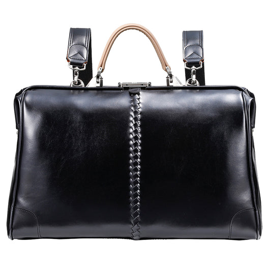 ◆【Nubuck leather long handle set】Dales bag horizontal type L size Y2【LIGHT】Black