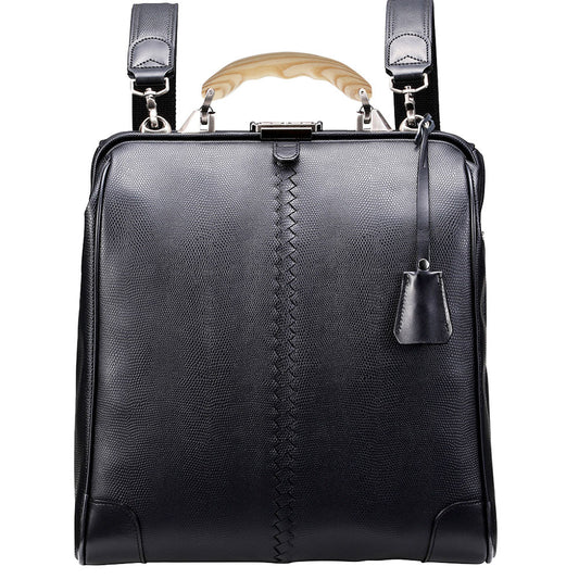 ◆Toyooka Bags Certified Dulles Bag Toyooka Bags L Size Ryukyu Pine Wood Handle SET YK3 [LIZARD] Black