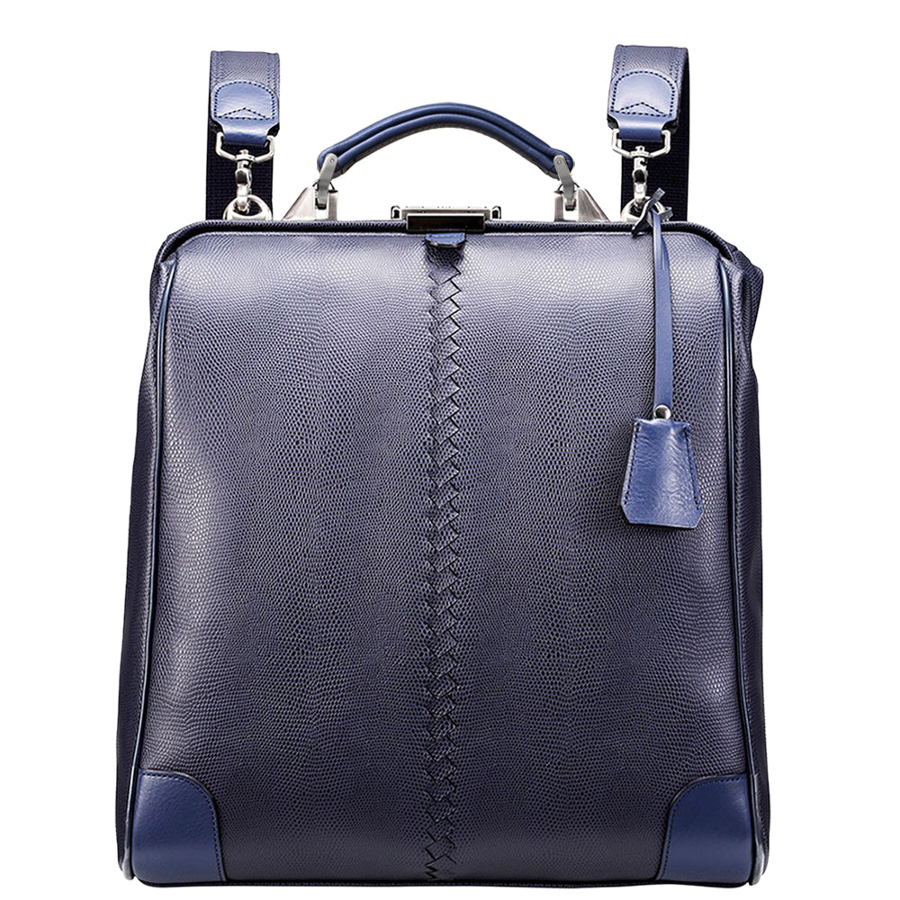 ◆Toyooka Bags Certified [Genuine Leather Handle SET] Dulles Bag Toyooka Bags L Size YK3 [LIZARD] Navy