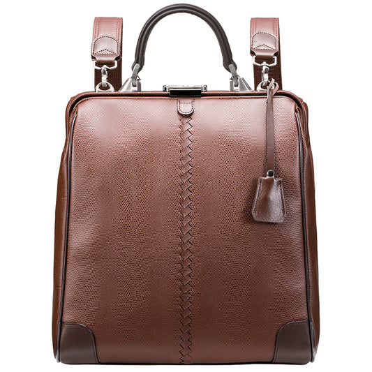 ◆Toyooka Bags Certified [Genuine Leather Long Handle SET] Dulles Bag Toyooka Bags L Size YK3 [LIZARD] Chocolate