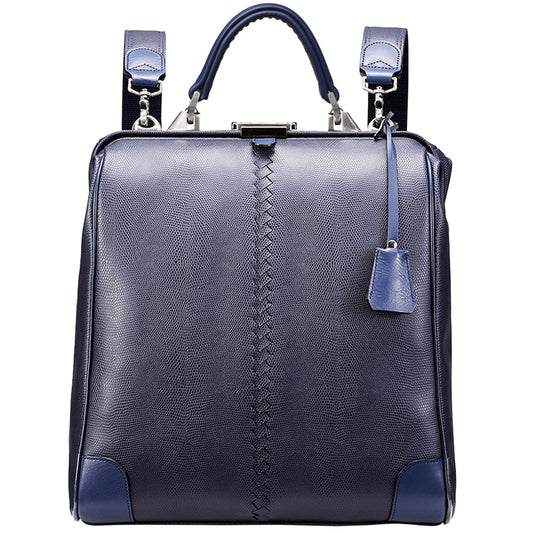 ◆Toyooka Bags Certified [Genuine Leather Long Handle SET] Dulles Bag Toyooka Bags L Size YK3 [LIZARD] Navy