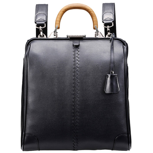 ◆Toyooka Bags Certified [Wooden Long Natural] Dulles Bag Toyooka Bags Genuine Leather Attached L Size YK3 [LIZARD] Black