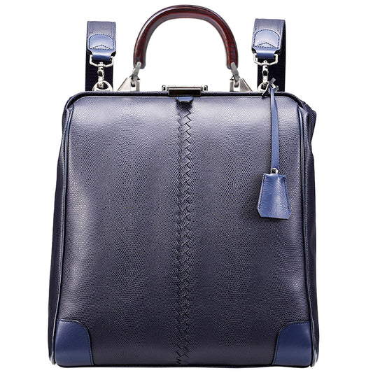 ◆Toyooka Bags Certified [Long Lacquer KIJIRO] Dulles Bag Toyooka Bags Genuine Leather Attached L Size YK3 [LIZARD] Navy