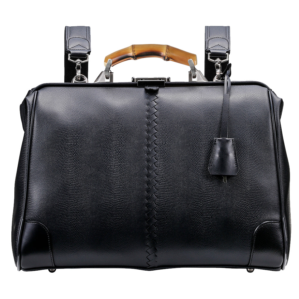 【バンブーハンドルSET】豊岡鞄認定 ダレスバッグ　豊岡鞄 本革付属 Mサイズ YK7【LIZARD】