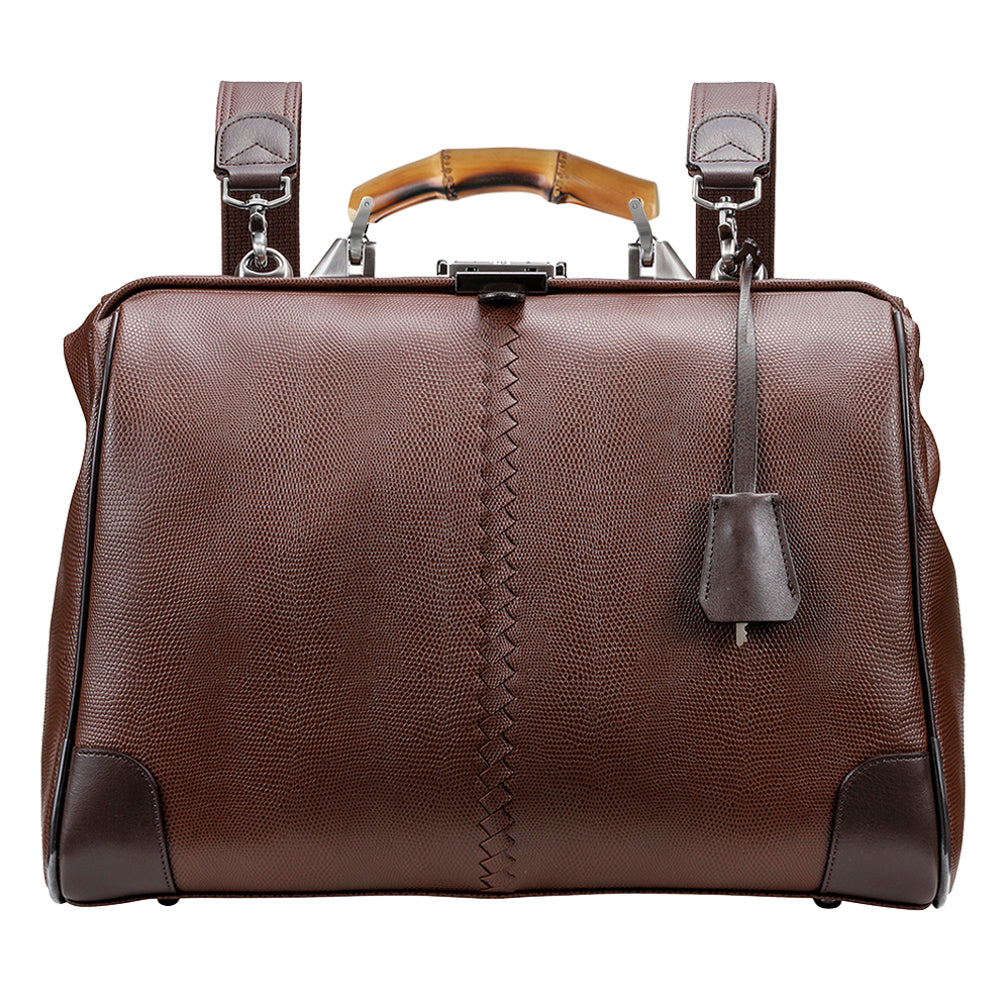 【バンブーハンドルSET】豊岡鞄認定 ダレスバッグ　豊岡鞄 本革付属 Mサイズ YK7【LIZARD】