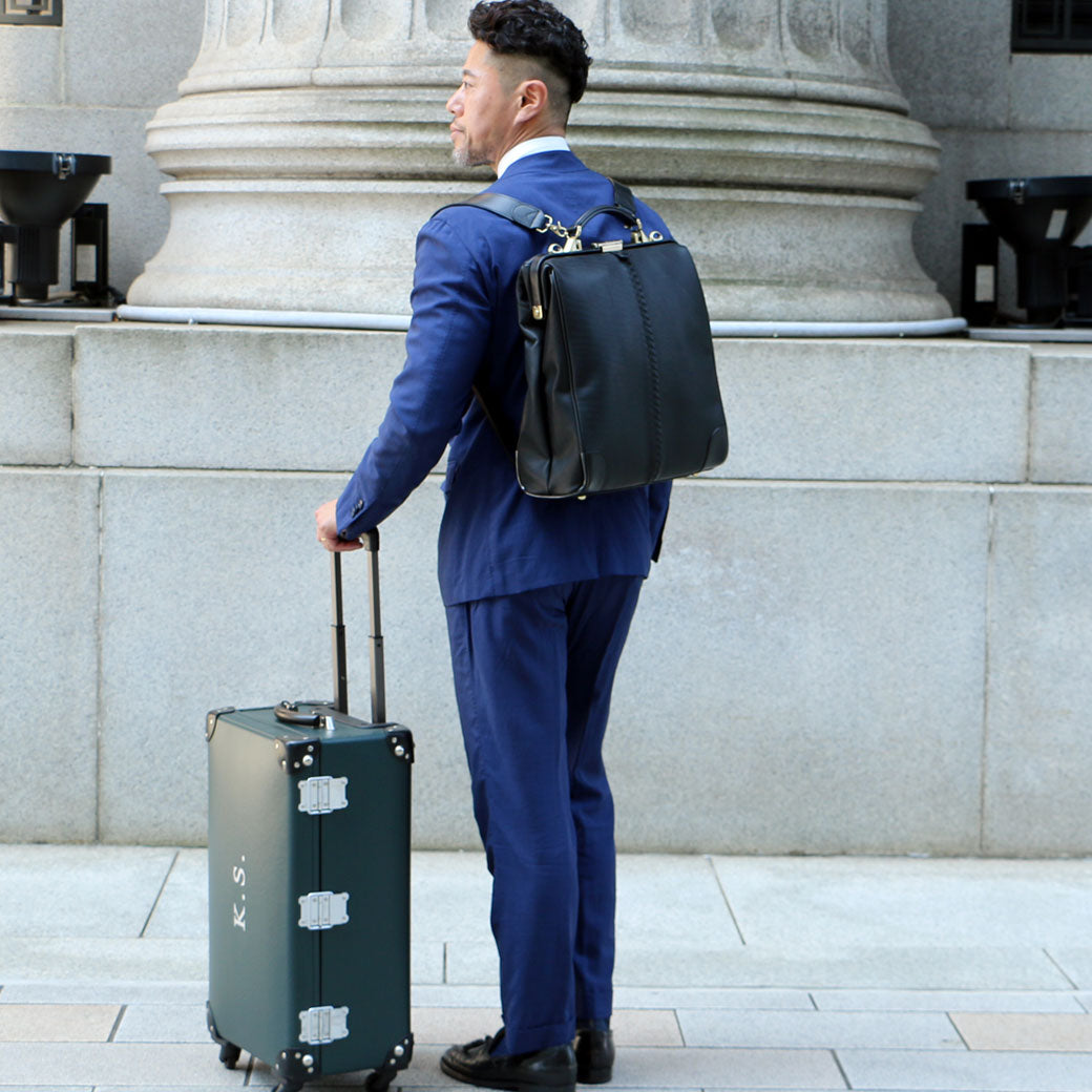 【バンブーハンドルSET】ダレスバッグ 本革 Lサイズ 漆塗り木手SET Y3P【HORSE】