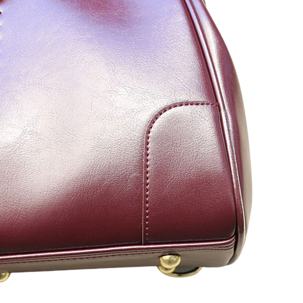 ◆Dulles Bag XS Size Lacquered Wooden Handle SET Y59 [LIGHT] Burgundy