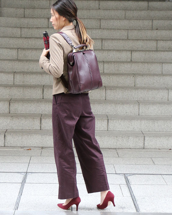 ◆Mini Dulles Bag XS Size Lacquered Wooden Handle SET Y60 [LIGHT] Burgundy