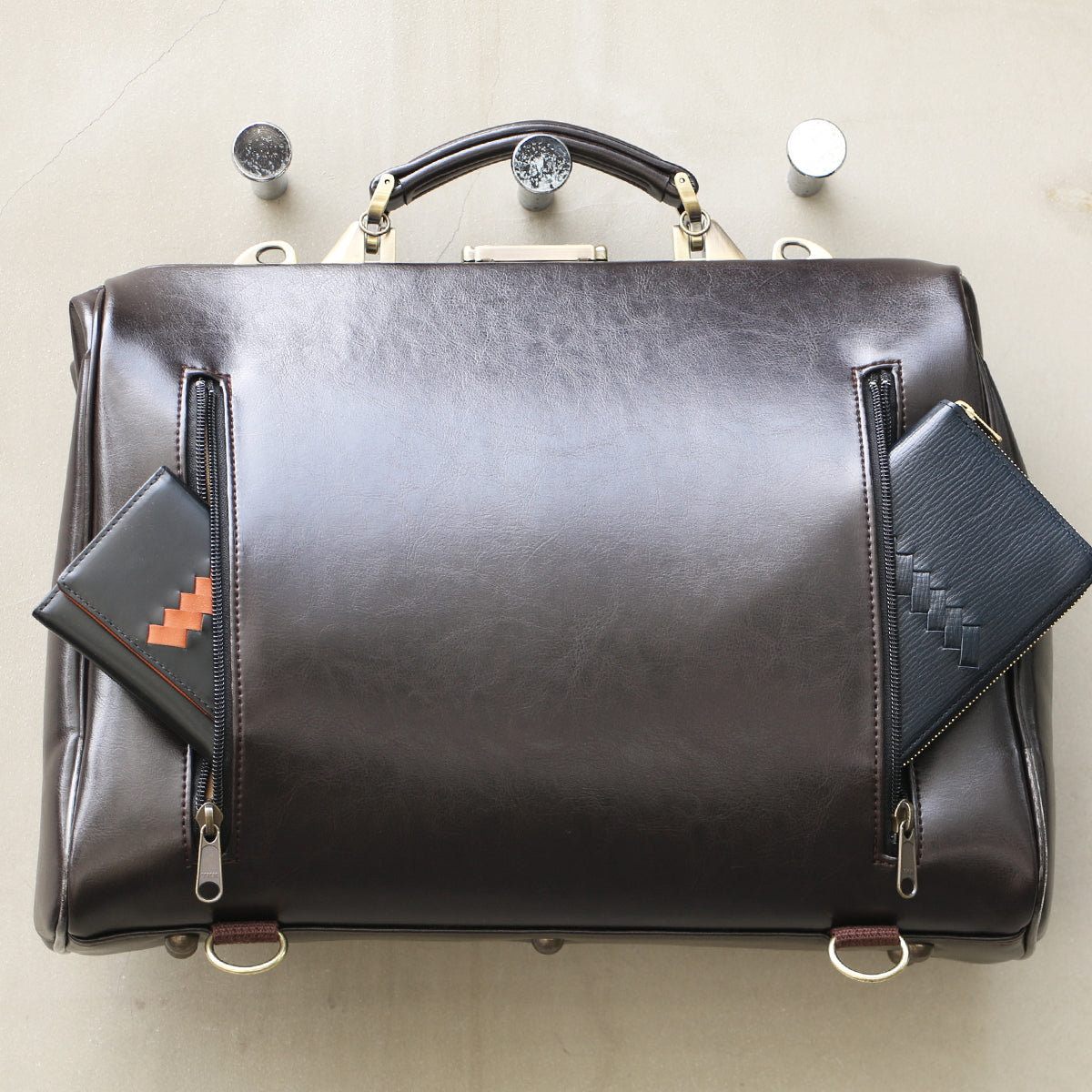 ◆【Karin Long Wooden Handle SET】Dulles Bag Horizontal M Size Y7【LIGHT】Chocolate