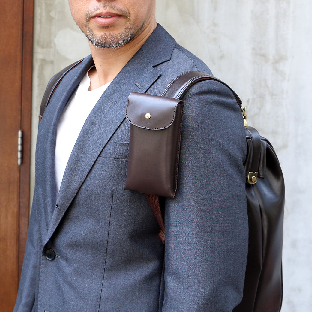 智慧型手機袋男士皮帶背包商務 iPhone Y-0094 日本製造智慧型手機袋適用於 Dulles