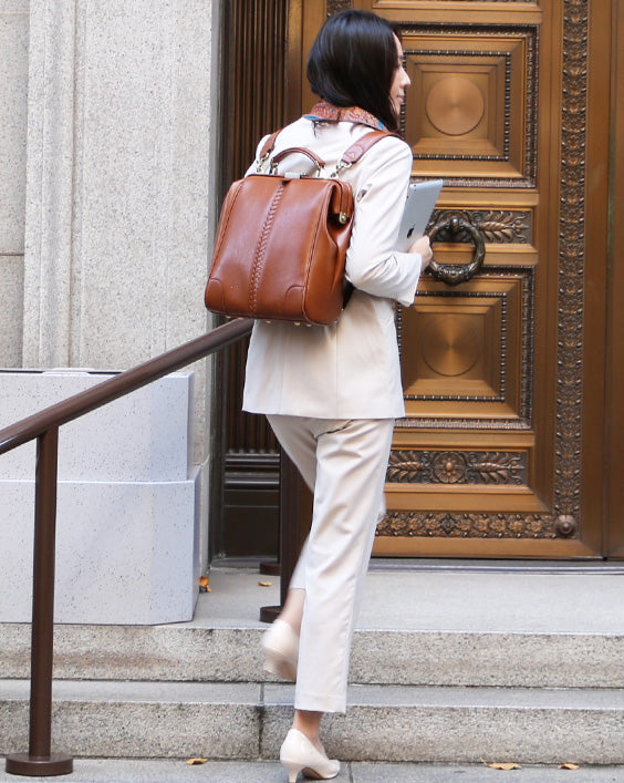 ◆【Nubuck leather long handle set】Dales bag vertical S size Y9【LIGHT】Camel