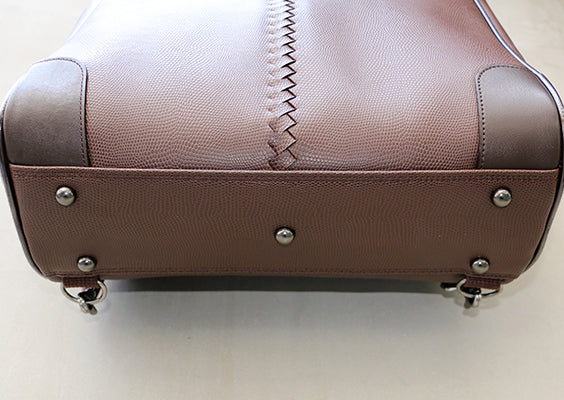 ◆Toyooka Bags Certified [Bag Bones SET] Dulles Bag Toyooka Bags Genuine Leather Included L Size YK3 [LIZARD] Chocolate
