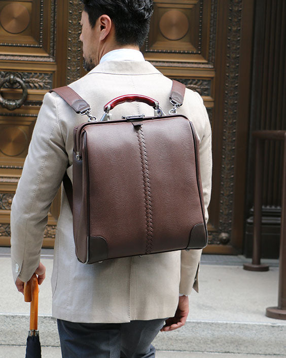 Toyooka Bags Certified [Natural Long Wooden Handle SET] Dulles Bag Toyooka Bags M Size Long Handle SET YK3M [LIZARD]