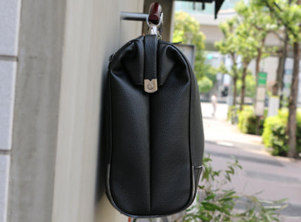 ◆Toyooka Bags Certified [Karin Long Wooden Handle SET] Dulles Bag Toyooka Bags Genuine Leather Included M Size YK7 [LIZARD] Black 