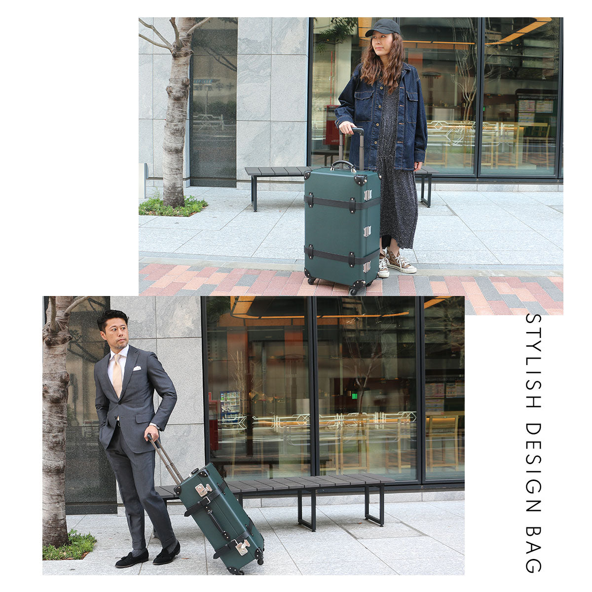 送料無料h48445 Japan Luggage アタッシュケース ブラウン系 トランク 鞄